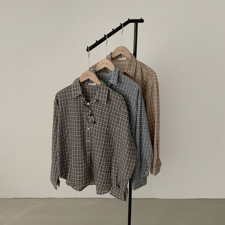 흑당 버블티 어텀 루즈핏 체크 셔츠 남방