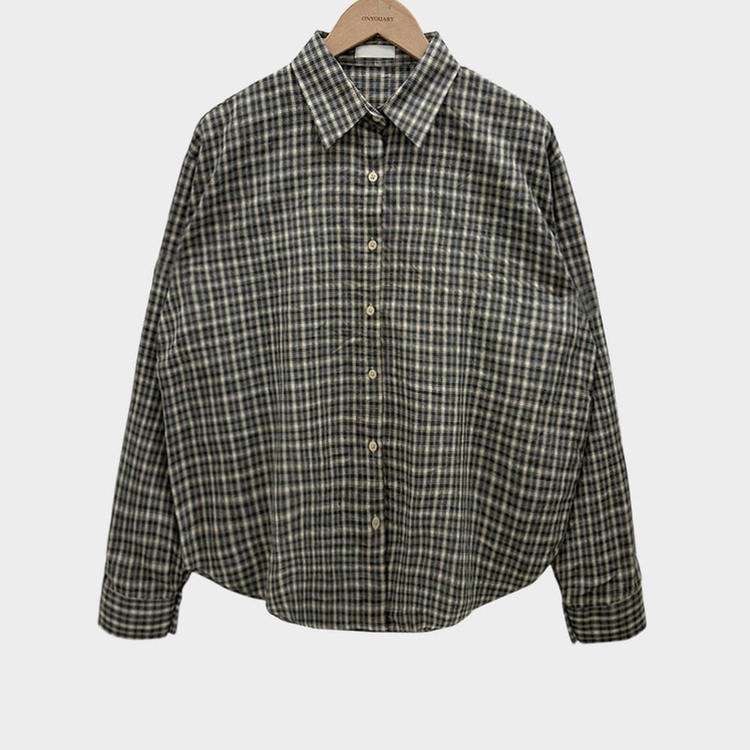흑당 버블티 어텀 루즈핏 체크 셔츠 남방