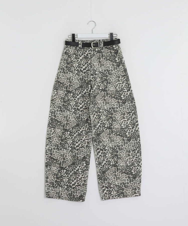 【ベルトSET】レオパードワイドデニムパンツ