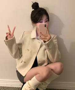ダブルボタンウールコート IVORY