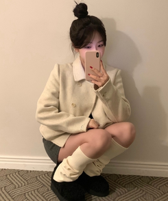 ダブルボタンウールコート IVORY