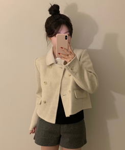 ダブルボタンウールコート IVORY