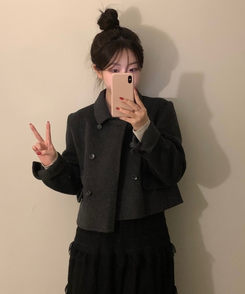 ダブルボタンウールコート CHARCOAL