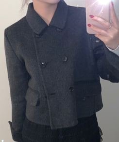ダブルボタンウールコート CHARCOAL