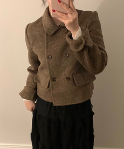 ダブルボタンウールコート CHESTNUT BROWN