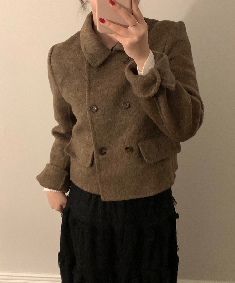 ダブルボタンウールコート CHESTNUT BROWN