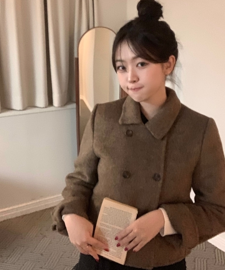 ダブルボタンウールコート CHESTNUT BROWN