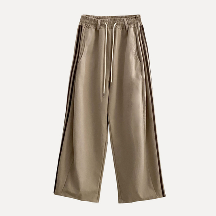 뎀버 라인 코튼 롱와이드 배색 트레이닝 추리닝 밴딩팬츠