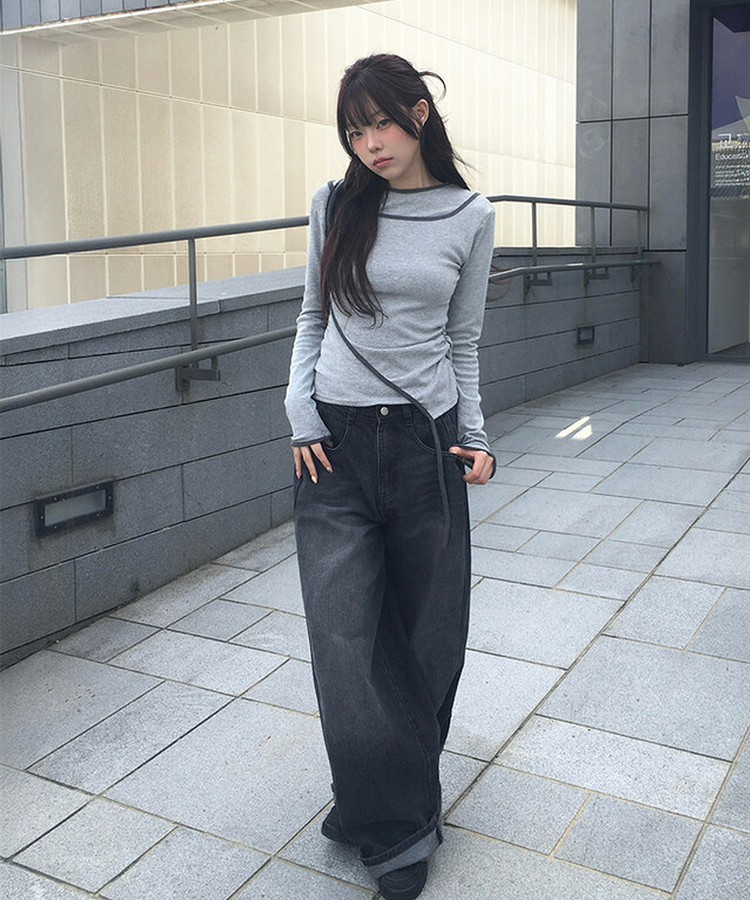 丈別】サイドピンタックワイドパンツ|コットンパンツ|韓国 丈別】サイドピンタックワイドパンツ|コットンパンツ|韓国