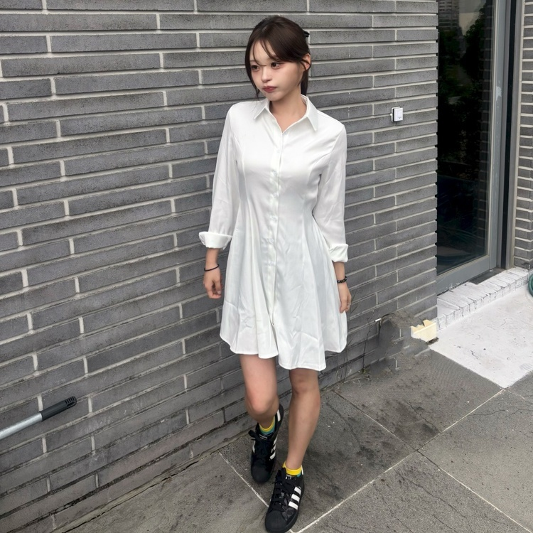 ウエストリボンシャツミニワンピース｜ミニワンピース｜韓国
