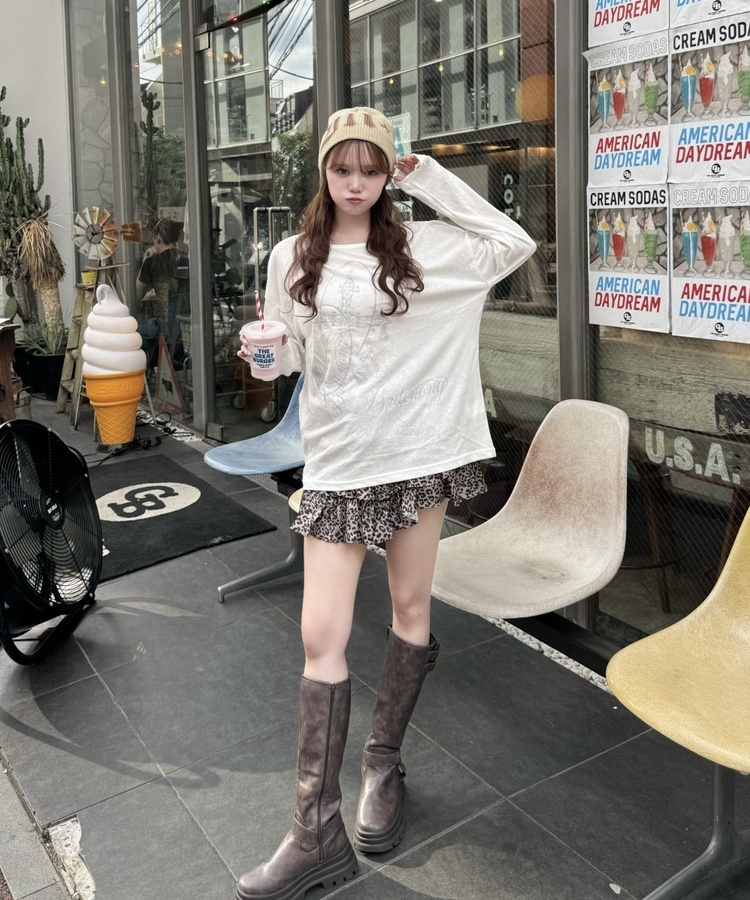 レオパードティアードミニスカート BROWN