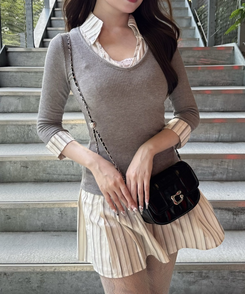 レイヤードミニワンピース｜ミニワンピース｜韓国ファッション