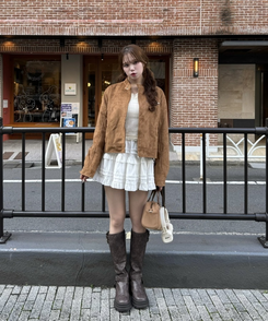 플리츠 캉캉 밴딩 미니 스커트 아이보리