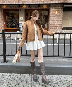 플리츠 캉캉 밴딩 미니 스커트 아이보리