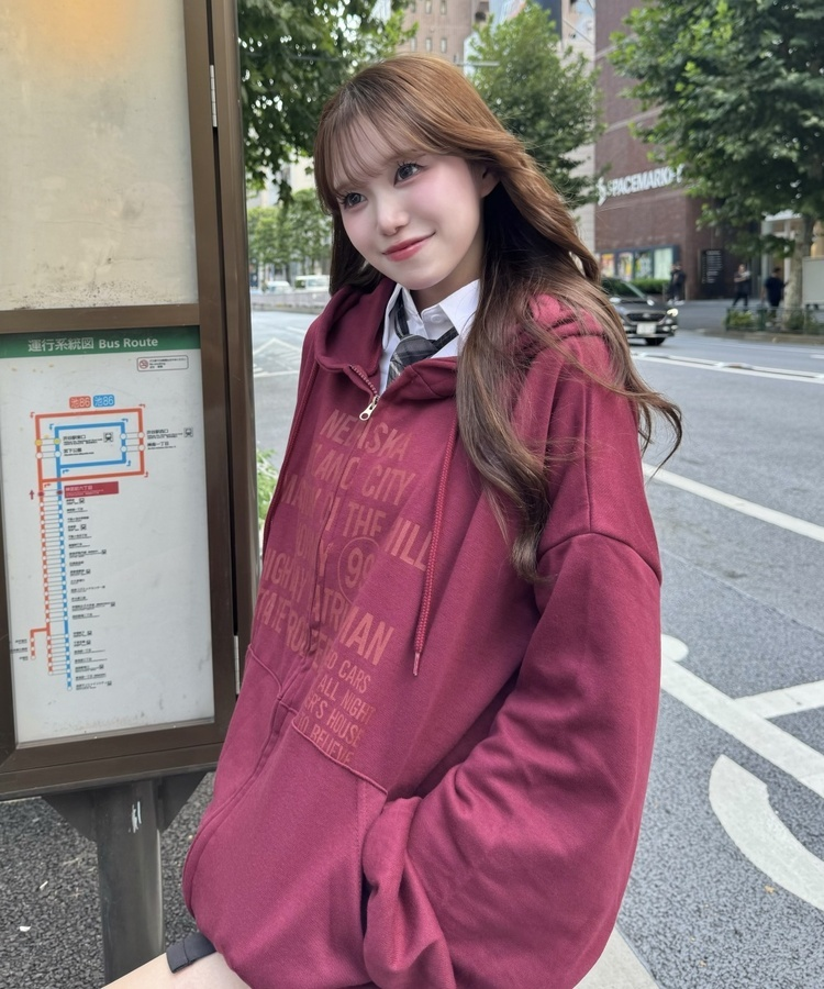 오버핏 애틀랜틱 후드집업 레드