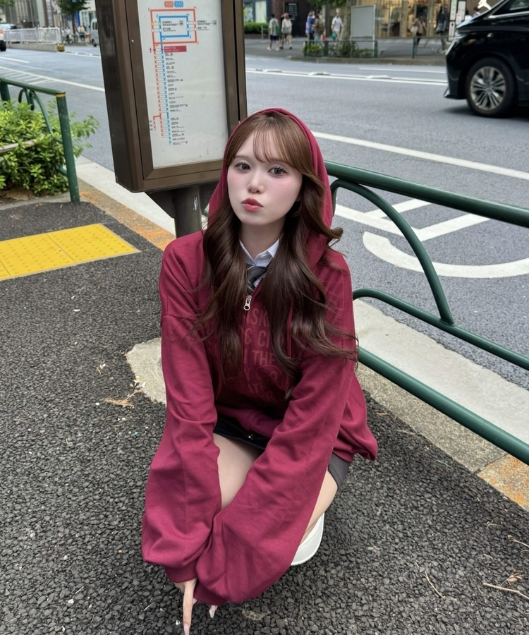 오버핏 애틀랜틱 후드집업 레드