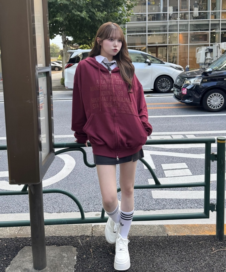 오버핏 애틀랜틱 후드집업 레드