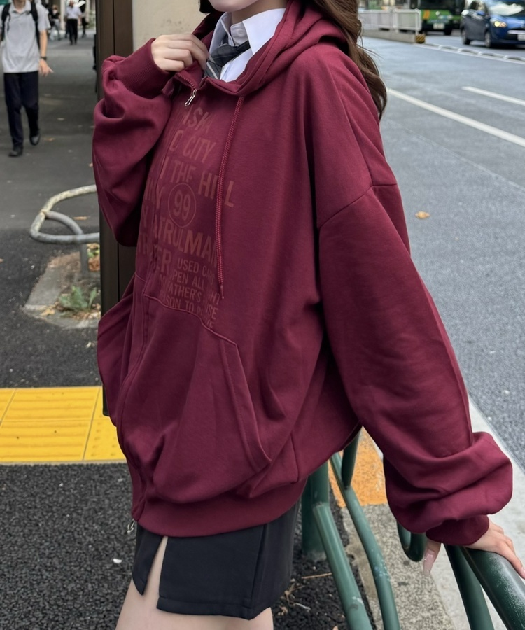 오버핏 애틀랜틱 후드집업 레드