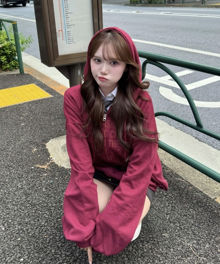 오버핏 애틀랜틱 후드집업 레드