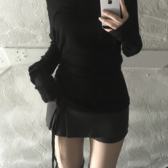 ストライプミニスカートパンツ CHARCOAL