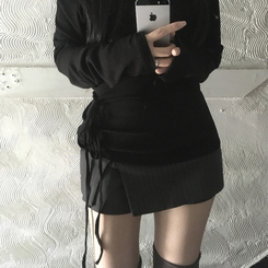 ストライプミニスカートパンツ CHARCOAL