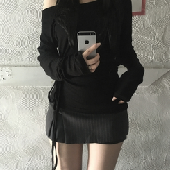 ストライプミニスカートパンツ CHARCOAL