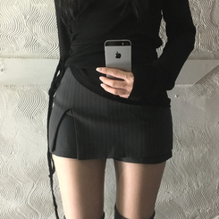 ストライプミニスカートパンツ CHARCOAL