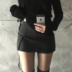 ストライプミニスカートパンツ CHARCOAL