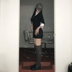 ストライプミニスカートパンツ BLACK