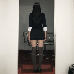 ストライプミニスカートパンツ BLACK