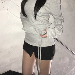 ストライプミニスカートパンツ BLACK