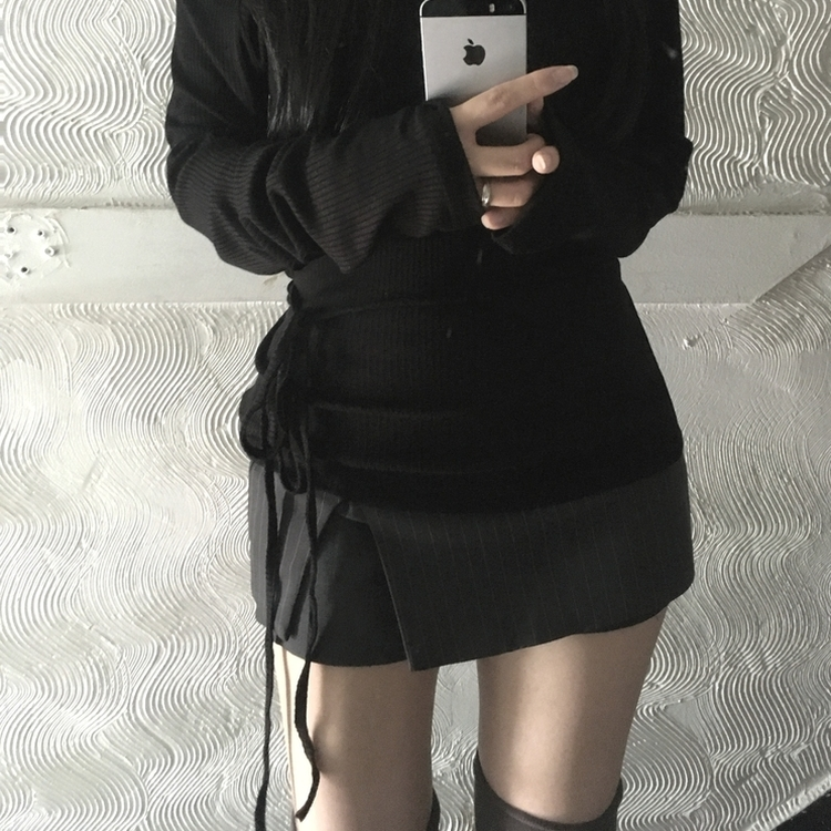 ストライプミニスカートパンツ CHARCOAL