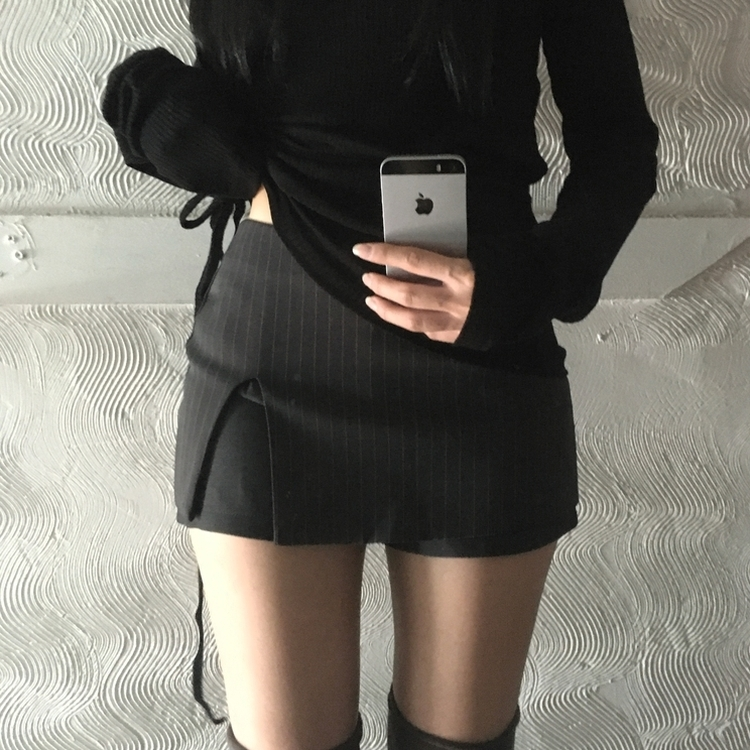 ストライプミニスカートパンツ CHARCOAL