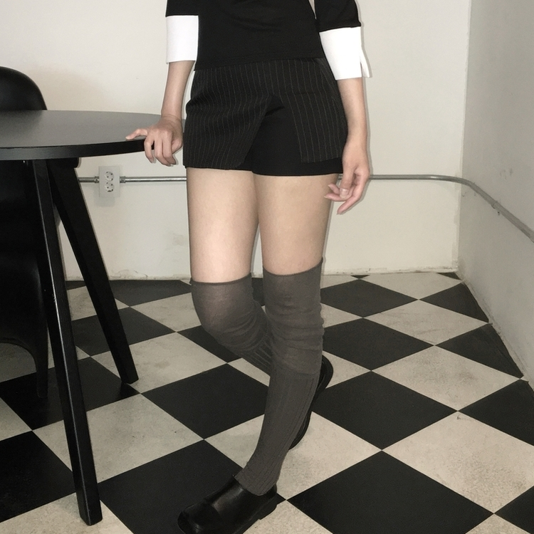 ストライプミニスカートパンツ BLACK