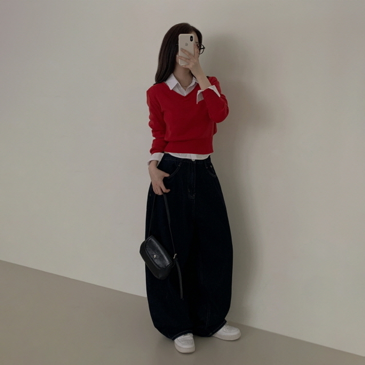 【丈別】ポケットデニムワイドパンツ BLUE