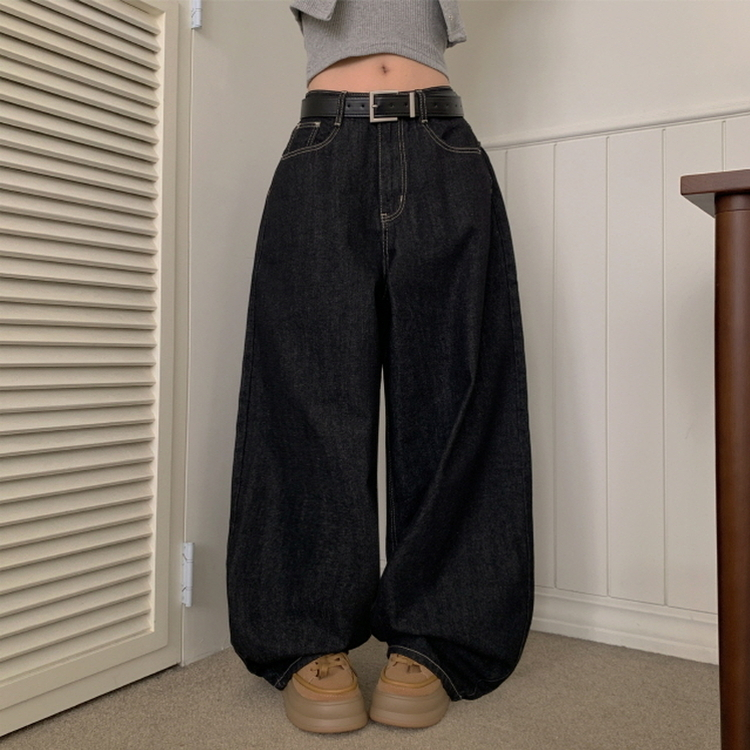 【丈別】ポケットデニムワイドパンツ BLACK DENIM