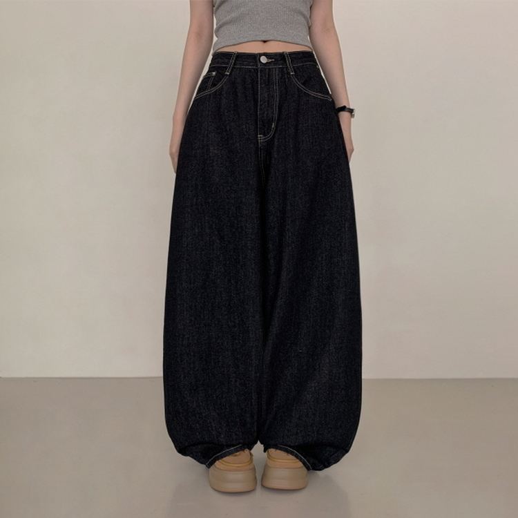 【丈別】ポケットデニムワイドパンツ BLACK DENIM