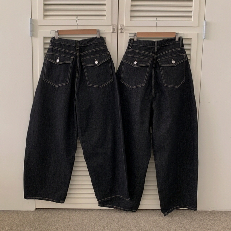 【丈別】ポケットデニムワイドパンツ