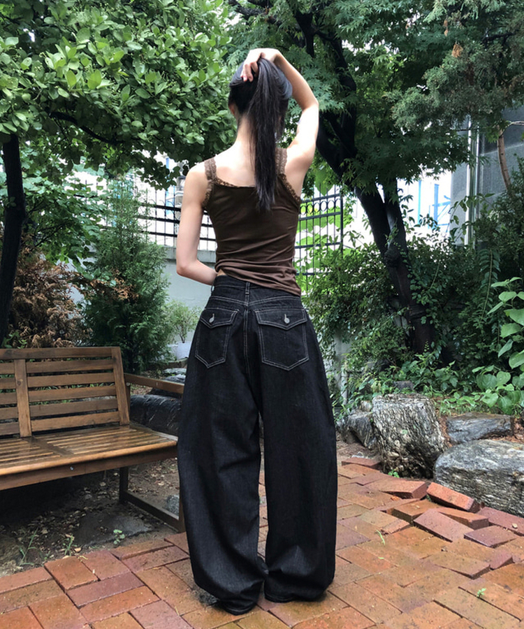 レーススリムキャミソール(5color) BROWN