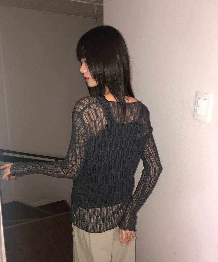 レーススリムキャミソール(5color) BLACK