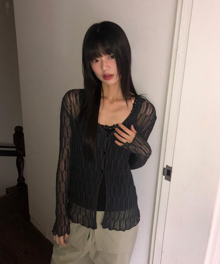 レーススリムキャミソール(5color) BLACK