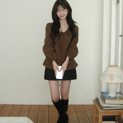 リボンパフブラウス BROWN
