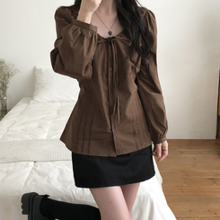 リボンパフブラウス BROWN