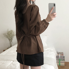 リボンパフブラウス BROWN
