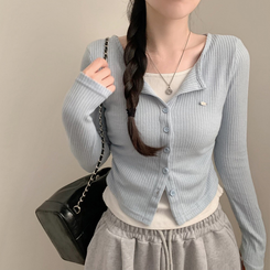 로아 골지 레이어드 긴팔 가디건 긴팔티 셔링 상의 가을 가을옷 봄 봄옷 롱슬리브 소라