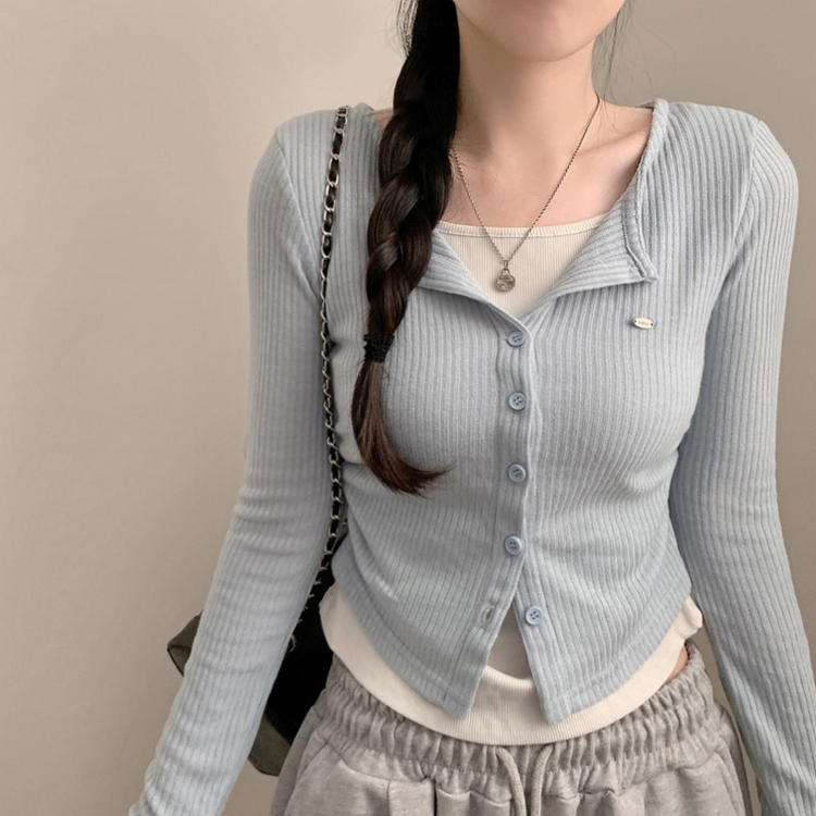 로아 골지 레이어드 긴팔 가디건 긴팔티 셔링 상의 가을 가을옷 봄 봄옷 롱슬리브 소라