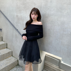 アンバランスシフォンワンピース BLACK