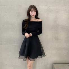 アンバランスシフォンワンピース BLACK