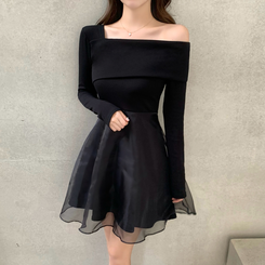 アンバランスシフォンワンピース BLACK