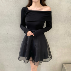 アンバランスシフォンワンピース BLACK